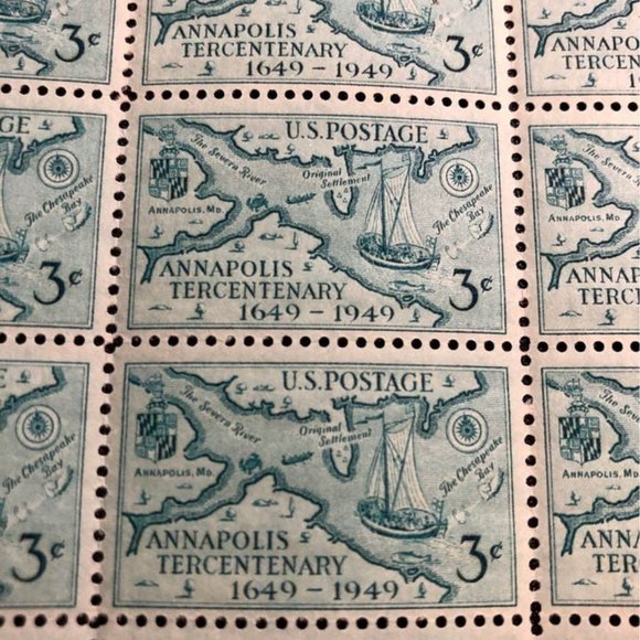 1949 Annapolis Postage Stamp Sheet, Unused vintage USA #984 - Picture 1 of 3